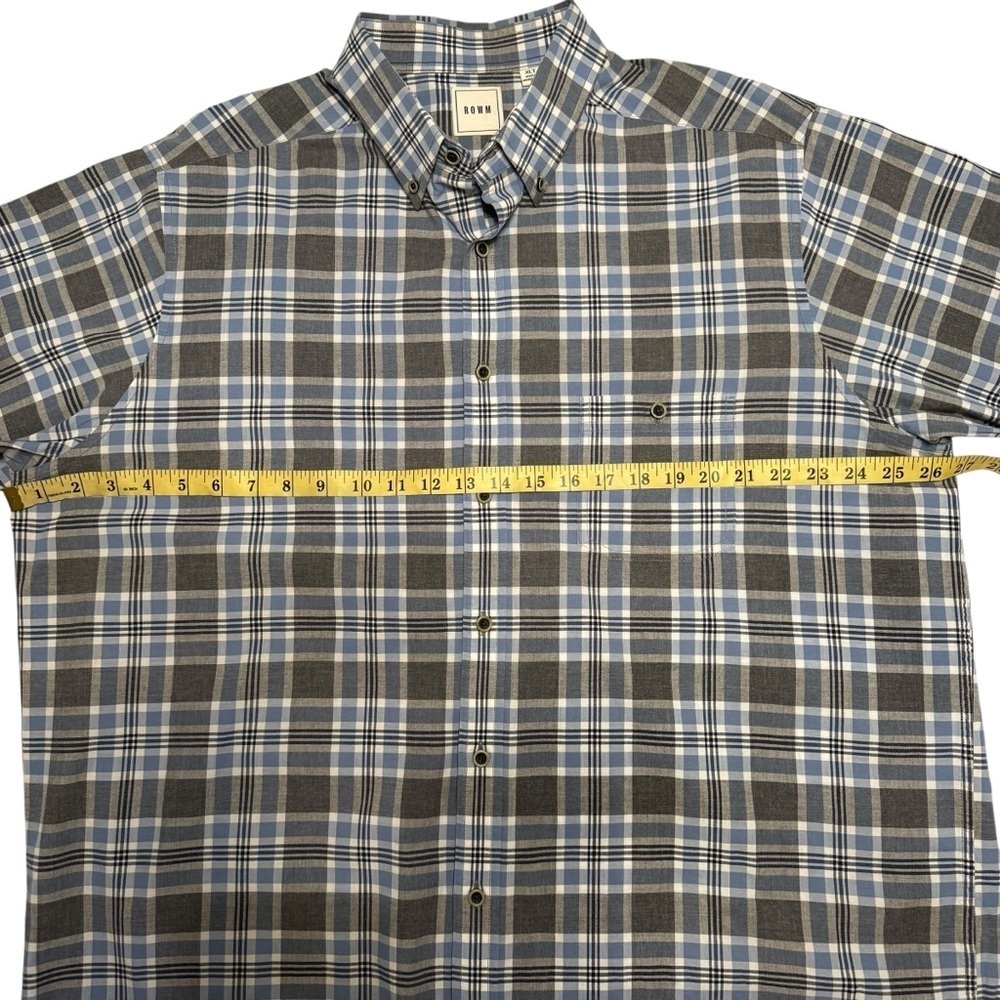 ROWM Men's Blue and Gray Plaid 100% Cotton Button Down XLT Shirt - Picture 4 of 7